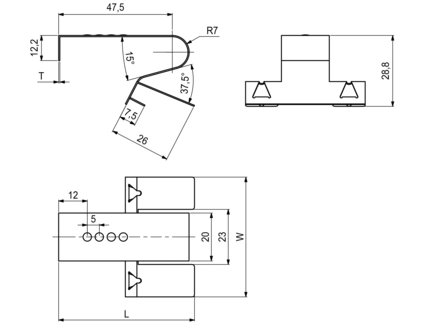 Sokkelklips 57,2x50x0,5mm Metall