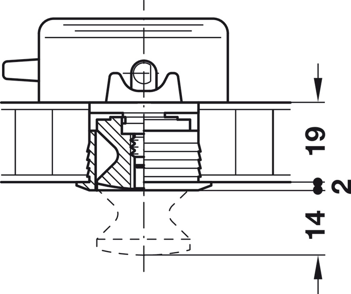 Rosett Trykklås 19mm Matt Krom
