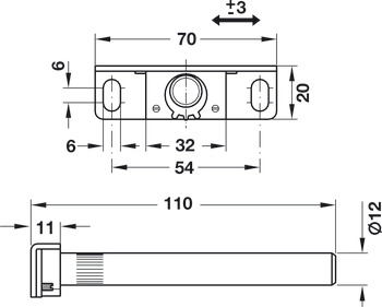 Hyllebærer Skjult Ø12mm L110mm