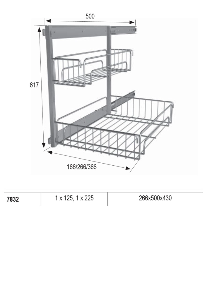 Vaskemiddeluttrekk Pelly 30cm Skap M/2 Kurver