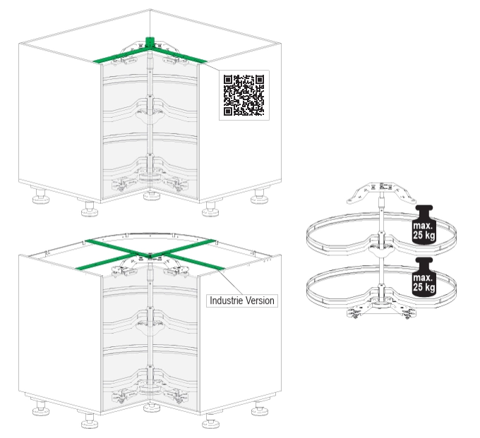 Hjørnekarusell Kesseböhmer Revo 90 3/4 Antrasitt