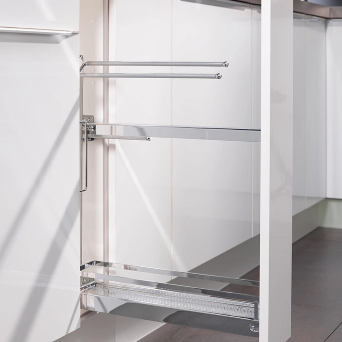 Uttrekk Kesseböhmer 150mm M/Hylle + Håndkleholder Krom